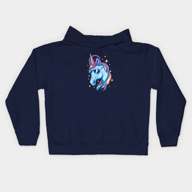 Cool Unicorn with Headphones and Sunglasses Kids Hoodie by SLAG_Creative